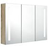 vidaXL Arm&aacute;rio espelhado p/ casa de banho com LED 89x14x62 cm carvalho