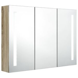 vidaXL Arm&aacute;rio espelhado p/ casa de banho com LED 89x14x62 cm carvalho