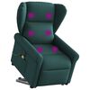 vidaXL Poltrona el&eacute;trica elevat&oacute;ria massagens tecido verde-escuro