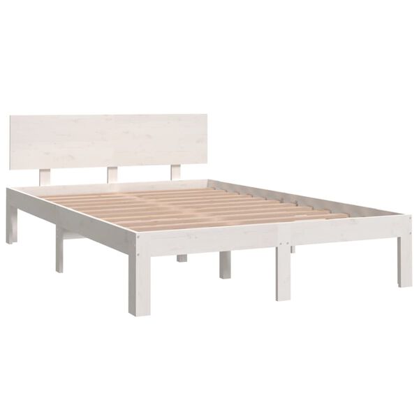 vidaXL Estrutura cama pequena casal 120x190 cm pinho maciço branco