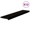 vidaXL Tapetes de escada 12 pcs 110x30x2 cm carvalho castanho-preto