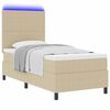 vidaXL Cama Box Spring LED Cinza Claro e Branco 90 x 190 cm