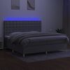 vidaXL Cama box spring c/ colch&atilde;o e LED 200x200 cm tecido cinza-claro
