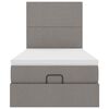 vidaXL Estrutura de cama otomana com colch&atilde;o tecido cinzento 100x200cm