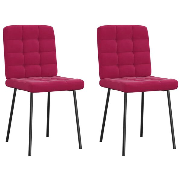 vidaXL Cadeiras de jantar 2 pcs veludo vermelho tinto