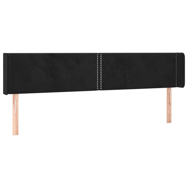 vidaXL Cabeceira de cama c/ luzes LED veludo 183x16x78/88 cm preto