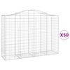 vidaXL Cestos gabi&atilde;o arqueados 50 pcs 200x50x140/160 ferro galvanizado