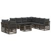 vidaXL Conjunto de Sof&aacute; de Jardim 10 unid. Cinzento vime PE