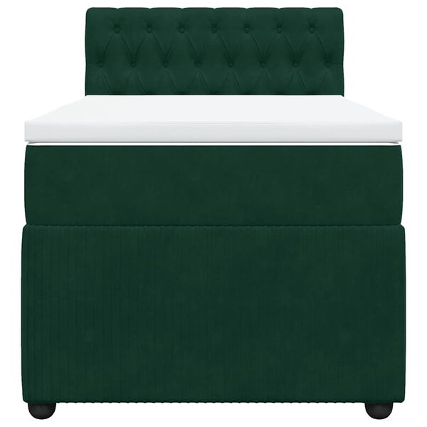 vidaXL Cama com molas/colch&atilde;o 90x190 cm veludo verde-escuro