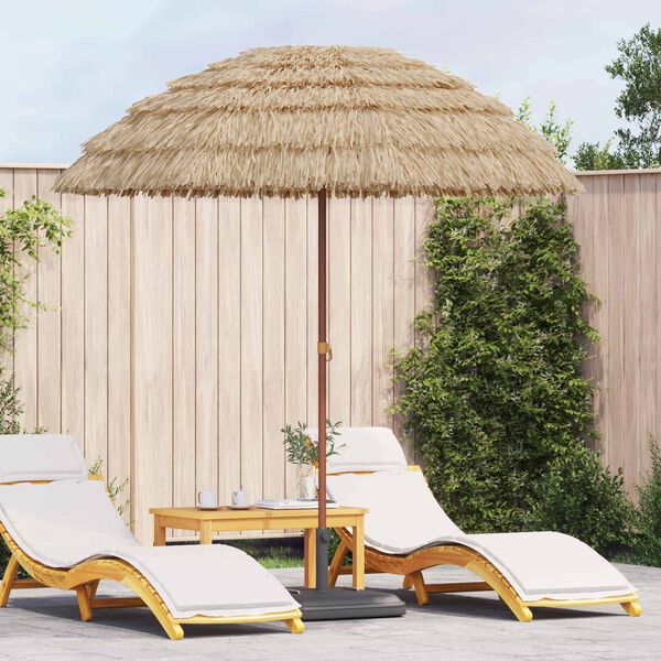 vidaXL Parasol de Praia Natural 255 x 255 x 255 cm Poli&eacute;ster e A&ccedil;o