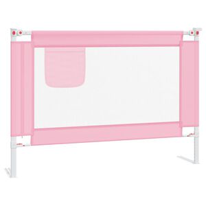 vidaXL Barra de seguran&ccedil;a p/ cama infantil tecido 90x25 cm rosa