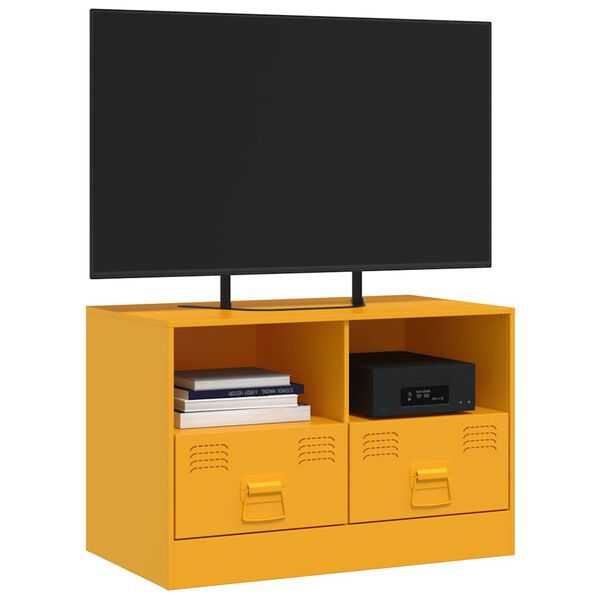vidaXL M&oacute;vel de TV 67x39x44 cm a&ccedil;o amarelo mostarda