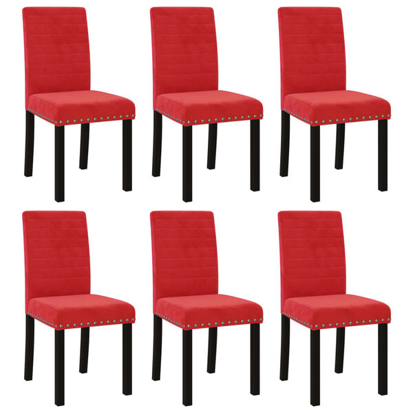 vidaXL Cadeiras de jantar 6 pcs veludo vermelho tinto