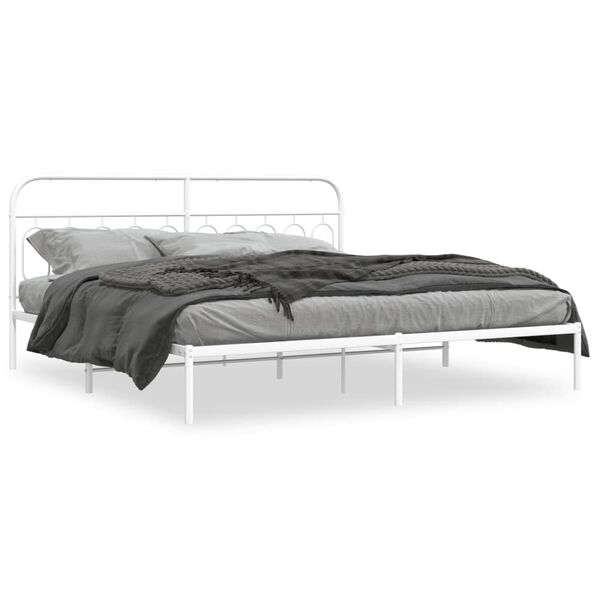 vidaXL Estrutura de cama com cabeceira 200x200 cm metal branco