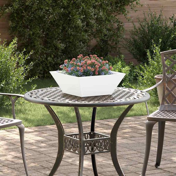 vidaXL Vaso de Jardim 5 pcs Branco 40 x 40 x 15 cm A&ccedil;o laminado a frio