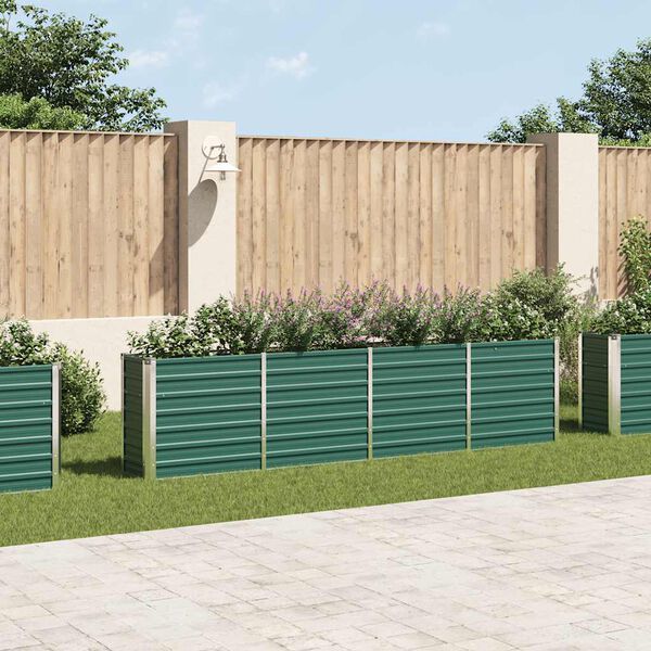 vidaXL Canteiro jardim elevado 320x40x77 cm aço galvanizado verde