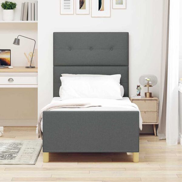 vidaXL Estrutura da Cama Cinzento escuro 90 x 190 cm tecido
