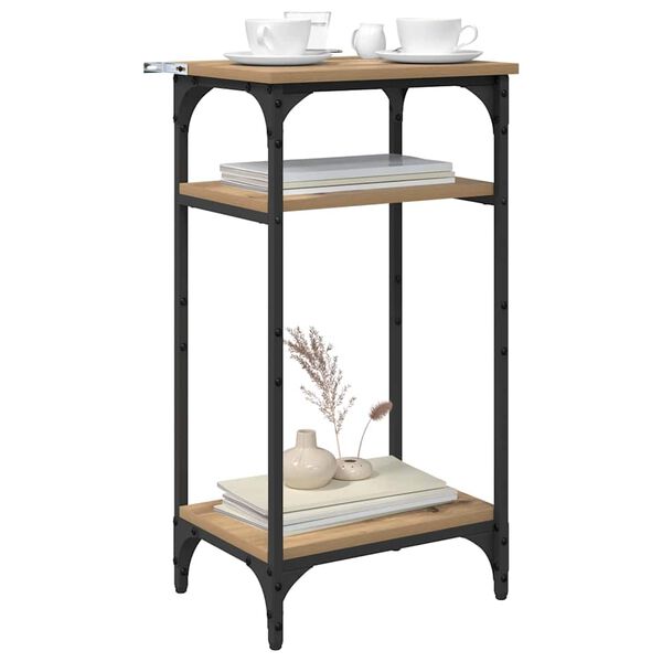 vidaXL Mesa Lateral com prateleira Carvalho Artesanal 40 x 30 x 75 cm