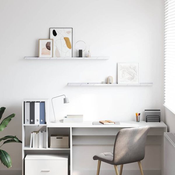 vidaXL Prateleira de Parede 2 pcs M&aacute;rmore Branco 115 x 9 x 3 cm