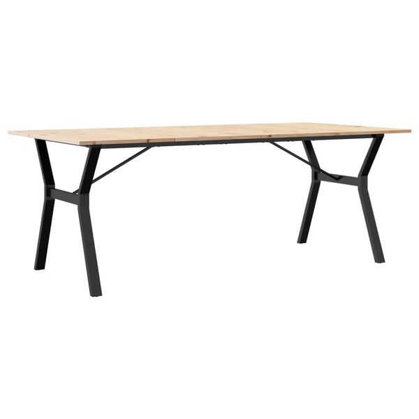 vidaXL Mesa de jantar estrutura em Y 200x100x75 cm pinho/a&ccedil;o