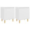 vidaXL Mesas de cabeceira pernas madeira maci&ccedil;a 2pcs 40x30x50cm branco