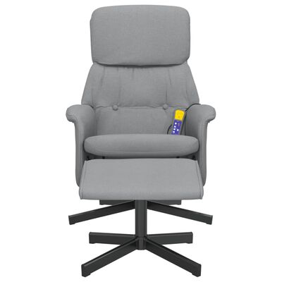 vidaXL Cadeira de massagens reclinável c/ apoio pés tecido cinza-claro