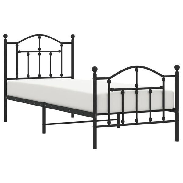 vidaXL Estrutura de cama com cabeceira e pés 90x190 cm metal preto