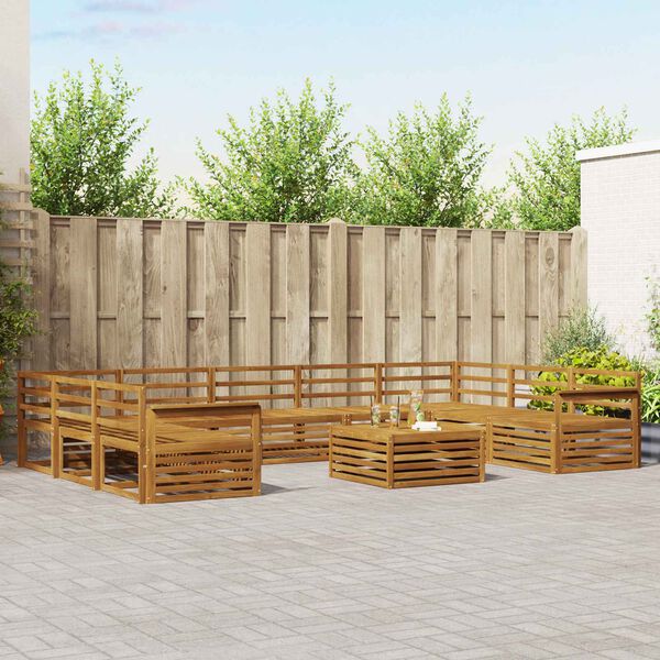 vidaXL Conjuntos de sof&aacute;s 10 pcs Natural Madeira S&oacute;lida de Ac&aacute;cia