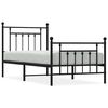 vidaXL Estrutura de cama com cabeceira e p&eacute;s 90x190 cm metal preto