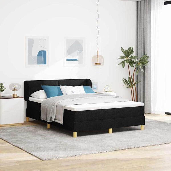 vidaXL Cama Box com colch&atilde;o com cabeceira Preto 140 x 190 cm tecido