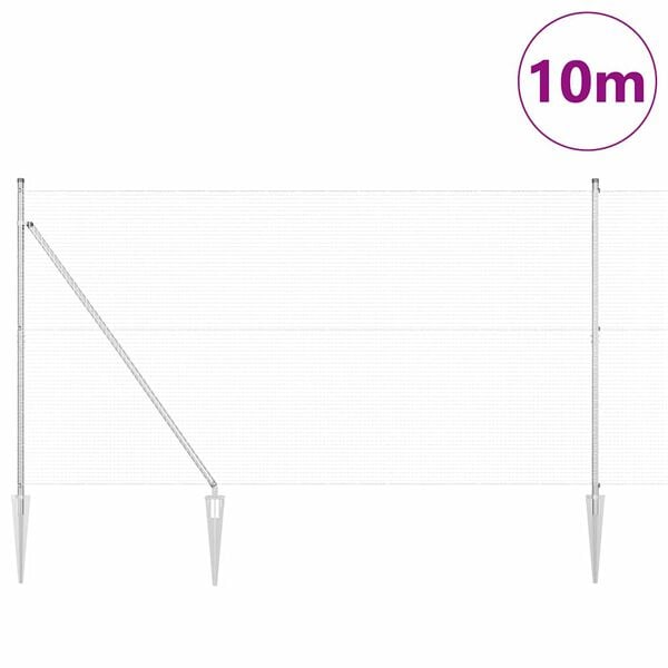 vidaXL Poste de Cerca Prateado 10 x 1,5 m (malha de 19 x 19 mm) A&ccedil;o