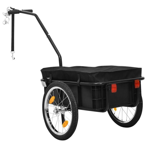 vidaXL Reboque p/ bicicleta/carroça de mão 155x60x83cm aço preto