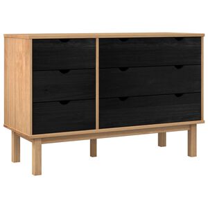 vidaXL Gabinete de Gavetas com gaveta OTTA Preto 111 x 43 x 73,5 cm