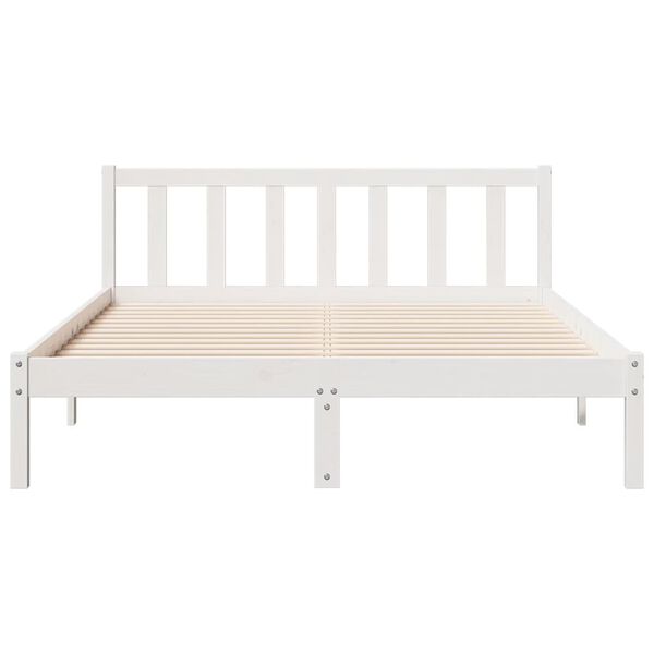 vidaXL Cama extra longa sem colch&atilde;o 160x220 cm pinho maci&ccedil;o branco