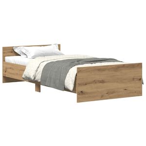 vidaXL Estrutura de cama sem colch&atilde;o 75x190 cm carvalho artesanal