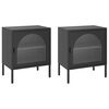 vidaXL Mesas de cabeceira 2 pcs 50x35x60 cm vidro e a&ccedil;o preto