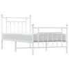 vidaXL Estrutura de cama com cabeceira e p&eacute;s 90x200 cm metal branco