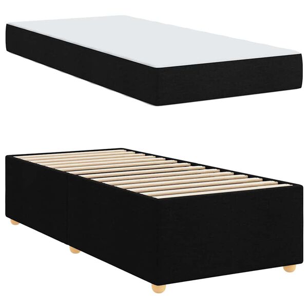 vidaXL Estrutura da Cama com colch&atilde;o Preto 90 x 200 cm tecido