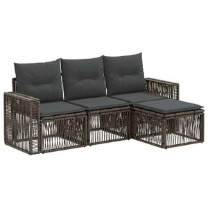 vidaXL Conjunto de Sof&aacute; de Jardim 4 unid. Cinza e Cinza Escuro vime PE