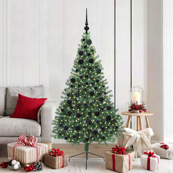 vidaXL &Aacute;rvore de Natal Artificial Pr&eacute;-iluminada Verde 180 cm PVC