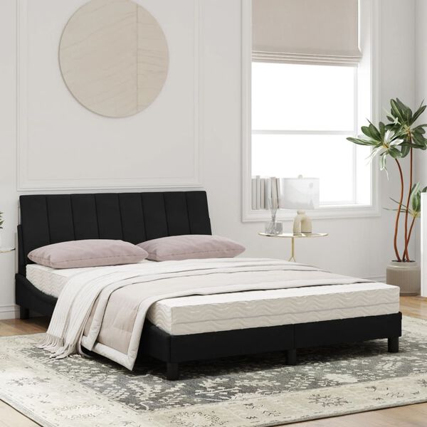 vidaXL Cama com colch&atilde;o Hanko 120x200 cm veludo preto