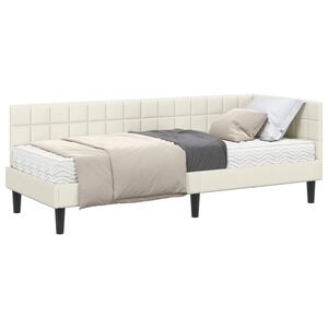 vidaXL Estrutura de Cama de Canto com Colch&atilde;o 2 unid. Creme