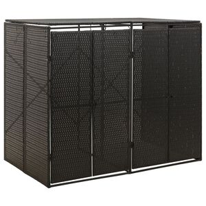 vidaXL Unidade dupla p/ caixotes do lixo 140x80x117 vime PE preto