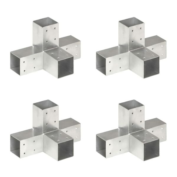 vidaXL Bases para poste em forma de X 4 pcs 71x71 mm metal galvanizado
