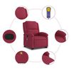 vidaXL Poltrona elevat&oacute;ria de massagens veludo vermelho tinto