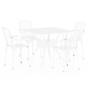 vidaXL 5 pcs conjunto de bistr&ocirc; alum&iacute;nio fundido branco