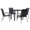 vidaXL 5 pcs conjunto de jantar para jardim aço e textilene preto