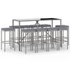 vidaXL 11 pcs conjunto de bar p/ jardim c/ almofad&otilde;es vime PE cinzento