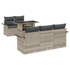 vidaXL Conjunto de Sof&aacute; de Jardim 6 unid. Cinzento-claro