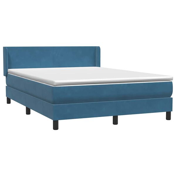 vidaXL Cama box spring com colch&atilde;o 160x210 cm veludo azul escuro
